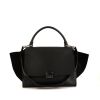 Celine Trapeze medium model handbag in black grained leather and black suede - 360 thumbnail