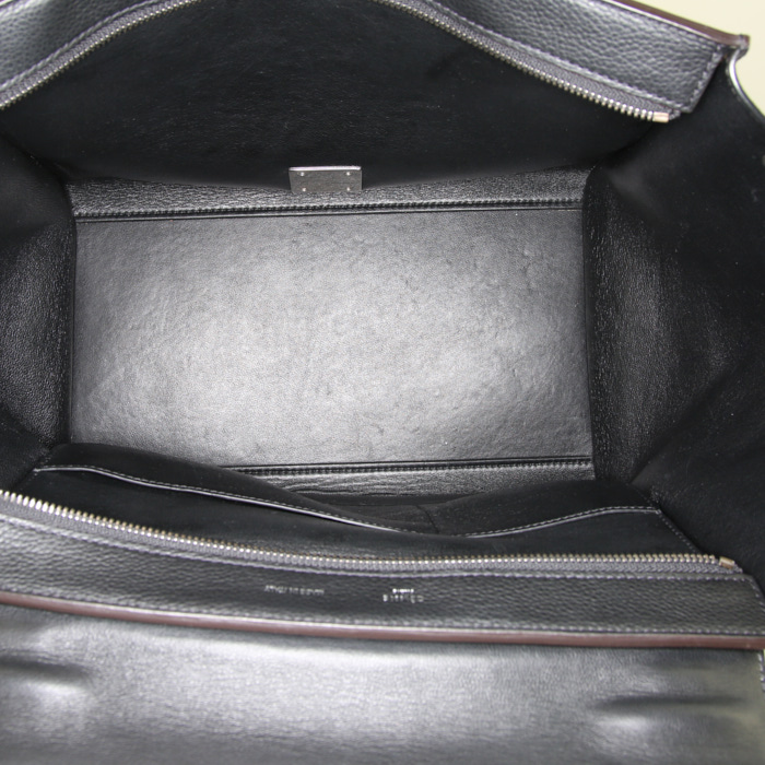 Borsa Celine Trapeze modello medio in pelle martellata nera e camoscio nero - Detail D3
