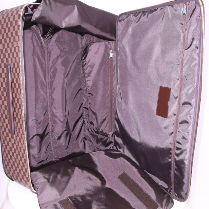 Louis Vuitton Pegase suitcase in damier canvas and brown leather - Detail D2