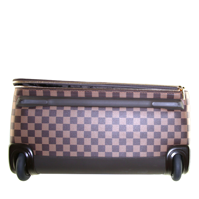 Maleta Louis Vuitton Pegase en lona a cuadros revestida y cuero marrón - Detail D4