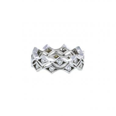 De Beers double ring in white gold and diamonds