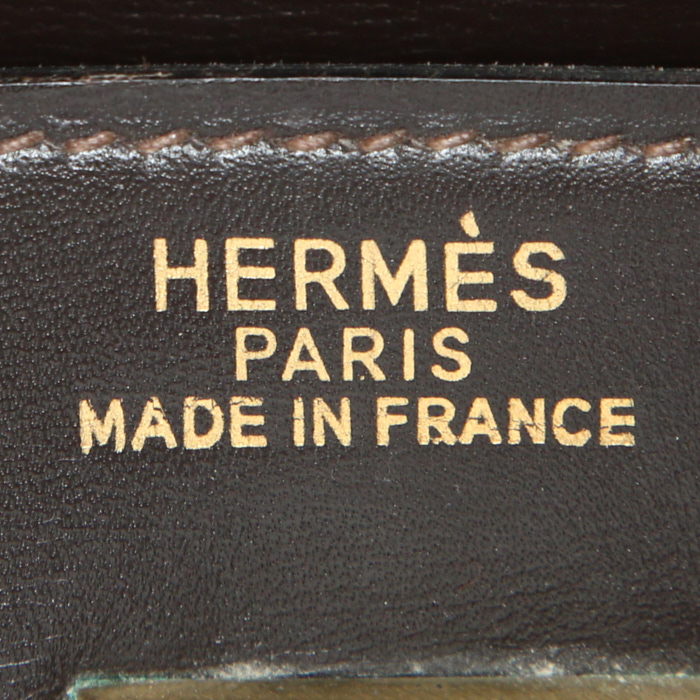 Bolsa de viaje Hermes Haut à Courroies - Travel Bag en cuero box marrón - Detail D3