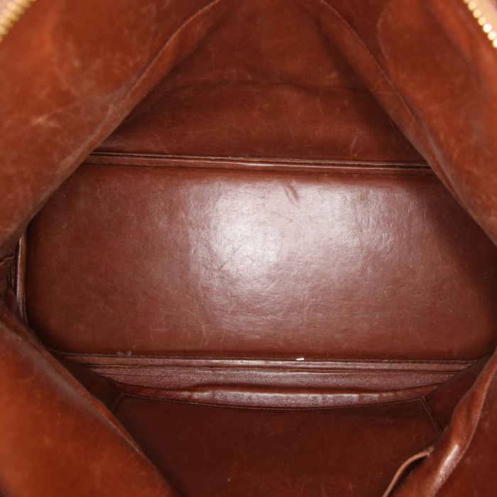Bolso para llevar al hombro o en la mano Hermes Bolide modelo grande en cuero epsom marrón - Detail D3