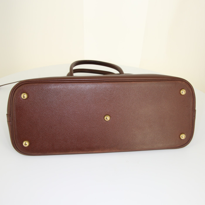 Hermes Bolide large model bag worn on the shoulder or carried in the hand in brown epsom leather - Detail D5