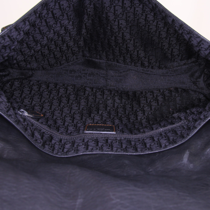 Bolso para llevar al hombro o en la mano Dior Gaucho en cuero marrón y junco color caramelo - Detail D2