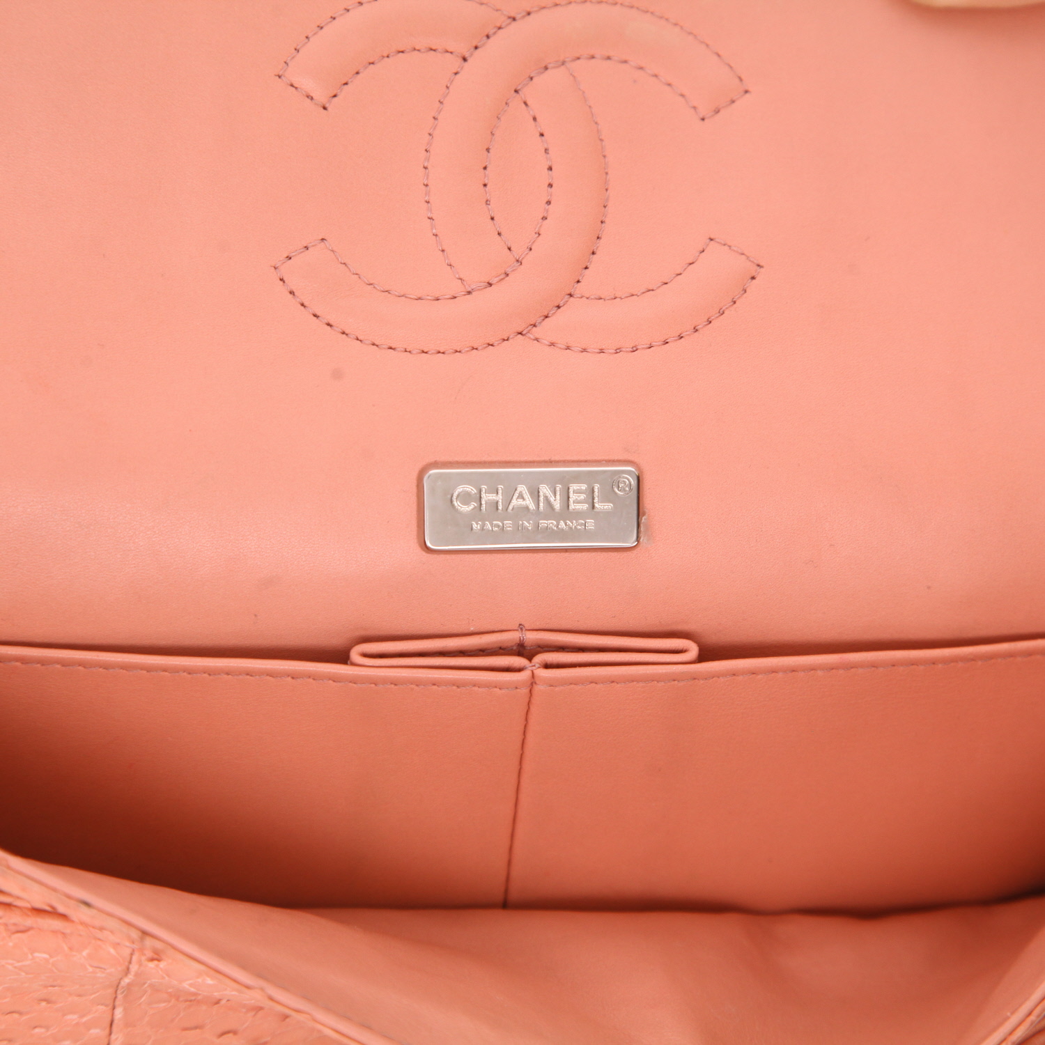 Sac à main Chanel  Timeless Classic en python rose-saumon - Detail D2