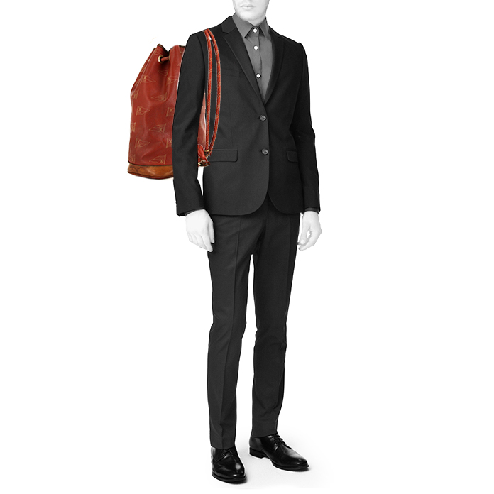 Louis Vuitton America's Cup travel bag in orange logo canvas and natural leather - Detail D1