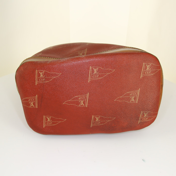 Sac de voyage Louis Vuitton America's Cup en toile siglée orange et cuir naturel - Detail D4