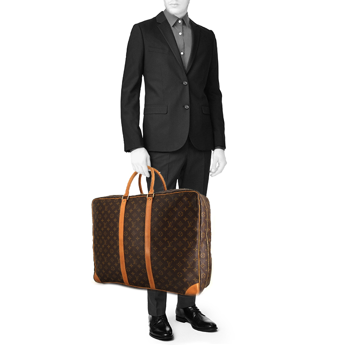 Sac Louis Vuitton Sirius 55 en toile monogram et cuir naturel - Detail D1