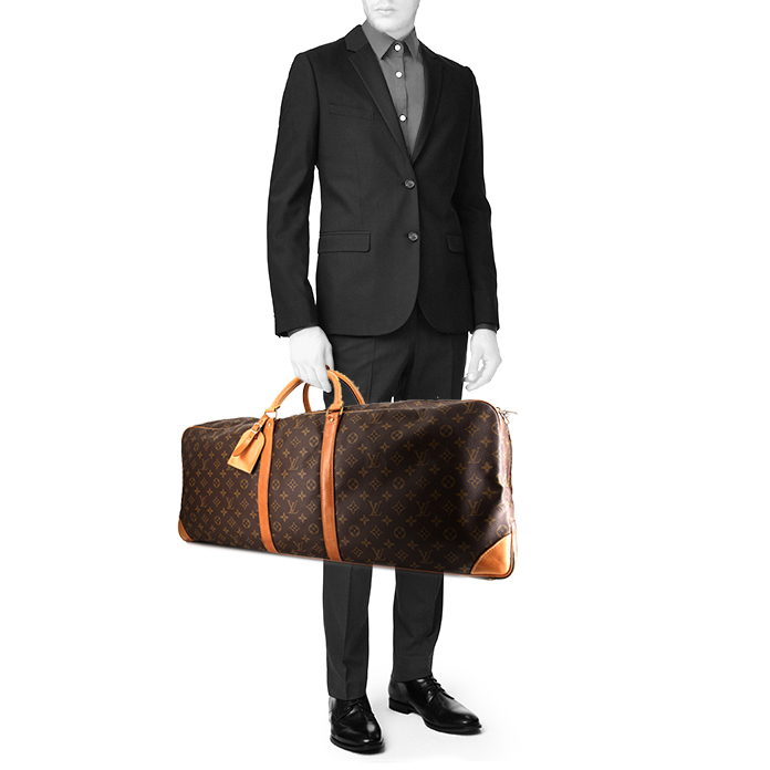 Bolsa de tennis Louis Vuitton en lona Monogram y cuero natural - Detail D1