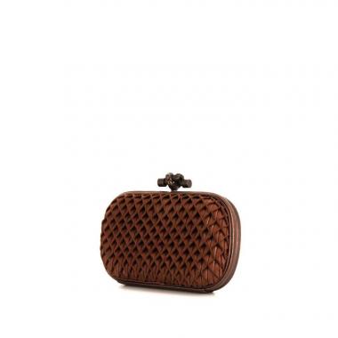 Pochette Bottega Veneta Knot in pelle intrecciata marrone
