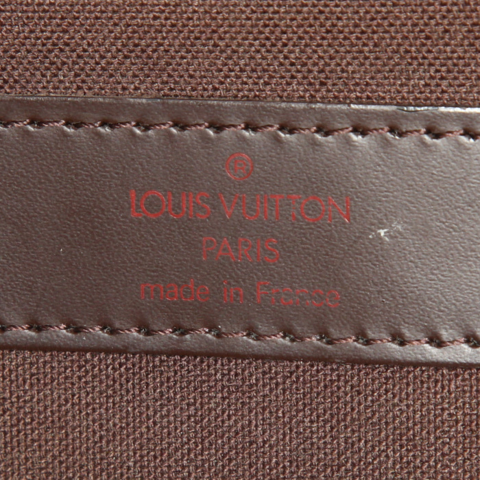 Borsa a tracolla Louis Vuitton Naviglio in tela cerata con motivo a scacchi ebano e pelle marrone - Detail D3