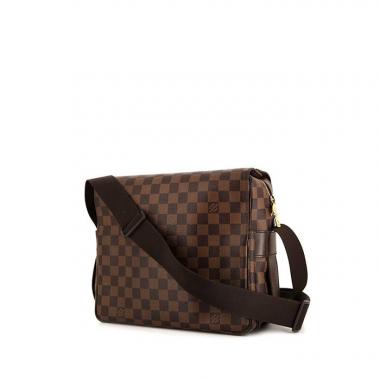 Bolso bandolera Louis Vuitton Naviglio en lona a cuadros revestida ébano y cuero marrón