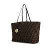 Shopping bag Fendi Zucca in tela monogram bicolore marrone e nera e pelle verniciata nera - 00pp thumbnail