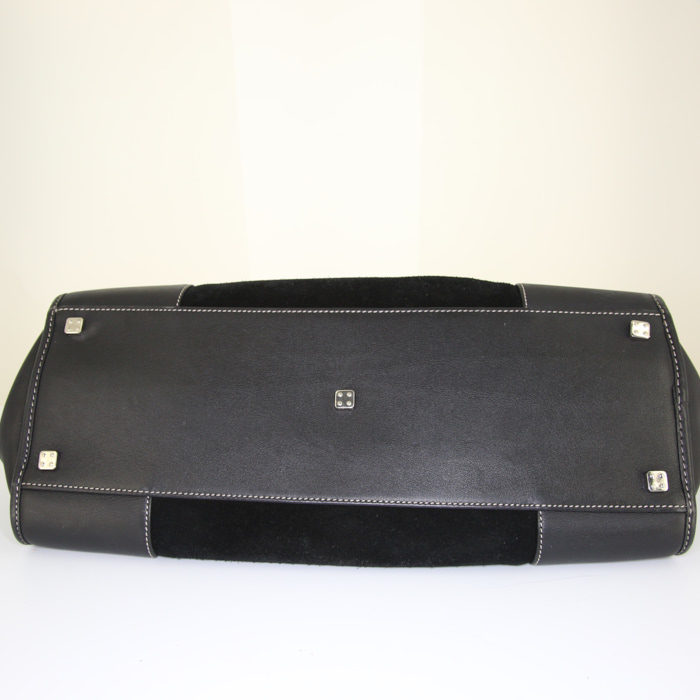 Borsa Loewe Amazona modello grande in pelle nera e camoscio nero - Detail D4