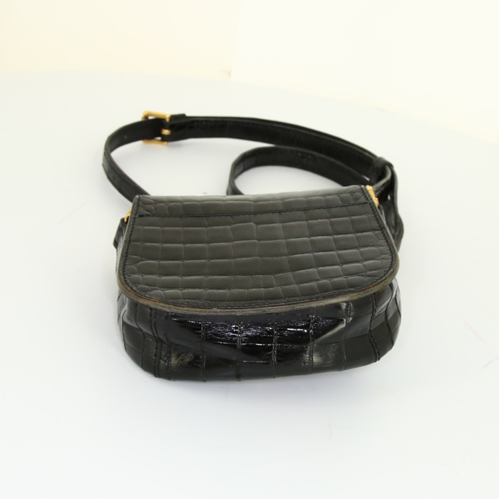 Borsa a tracolla Louis Vuitton Saint Cloud mini in coccodrillo nero - Detail D4