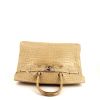 Hermes Birkin 35 cm handbag in beige Ficelle porosus crocodile - 360 Front thumbnail