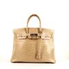Hermes Birkin 35 cm handbag in beige Ficelle porosus crocodile - 360 thumbnail
