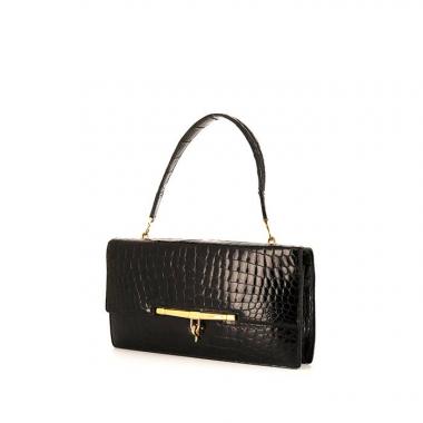 Bolso para llevar al hombro o en la mano Hermès Palonnier en cocodrilo negro