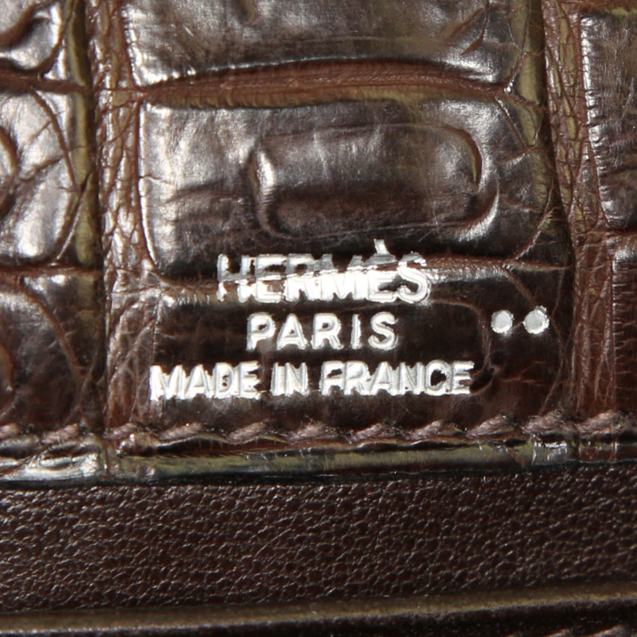 Bolsito de mano Hermès Kelly - Clutch en cocodrilo niloticus marrón - Detail D3