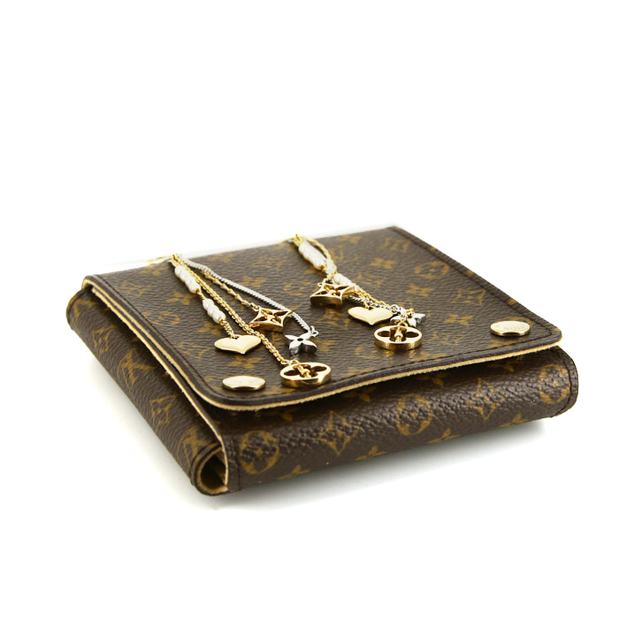 Mobile Louis Vuitton Monogram pendants earrings in yellow gold,  white gold and pearls - Detail D2