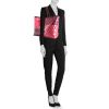 Shopping bag Chanel Funny Tweed in tela cerata bicolore rosa e viola e pelle rosa - Detail D1 thumbnail