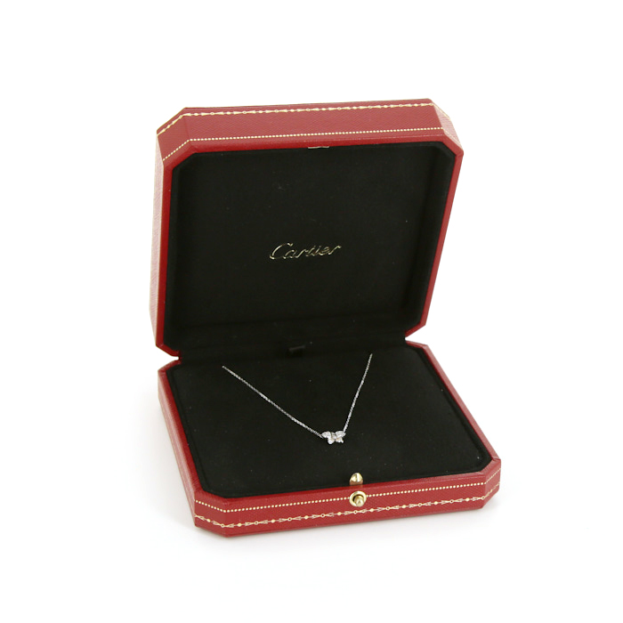 Cartier Caresse d'Orchidées small model necklace in white gold and diamonds - Detail D2