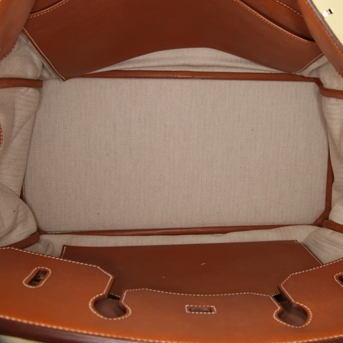 Sac à main Hermès Birkin Grizzly en cuir Barénia gold et veau doblis gold - Detail D2