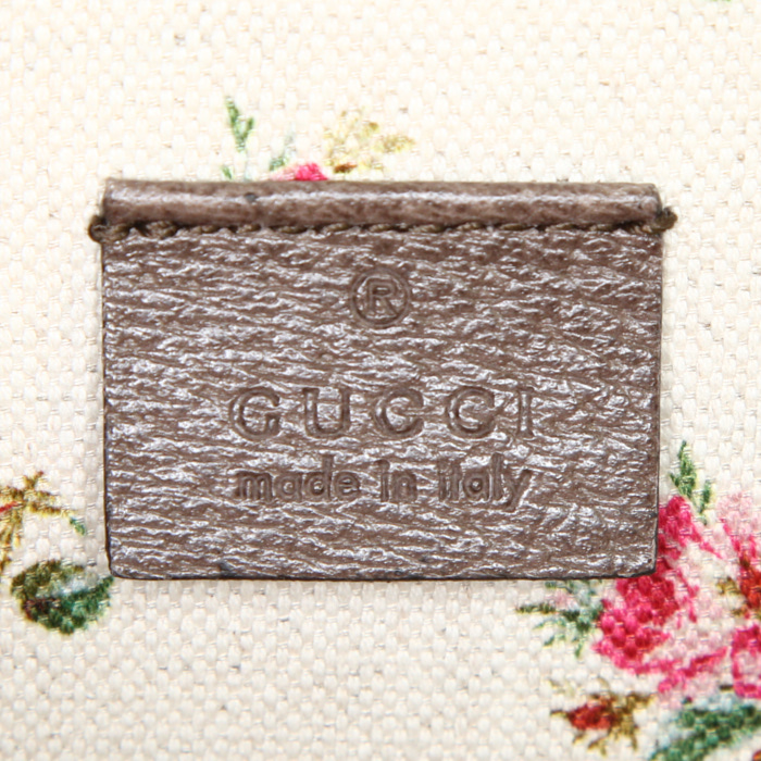 Sac porté épaule Gucci Dionysus en cuir marron et toile verte - Detail D4