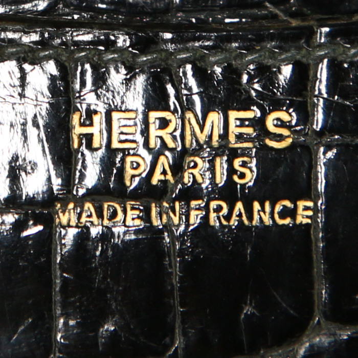 Sac à main Hermes Ring en crocodile noir - Detail D4