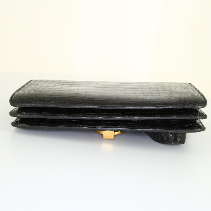 Sac à main Hermes Ring en crocodile noir - Detail D5