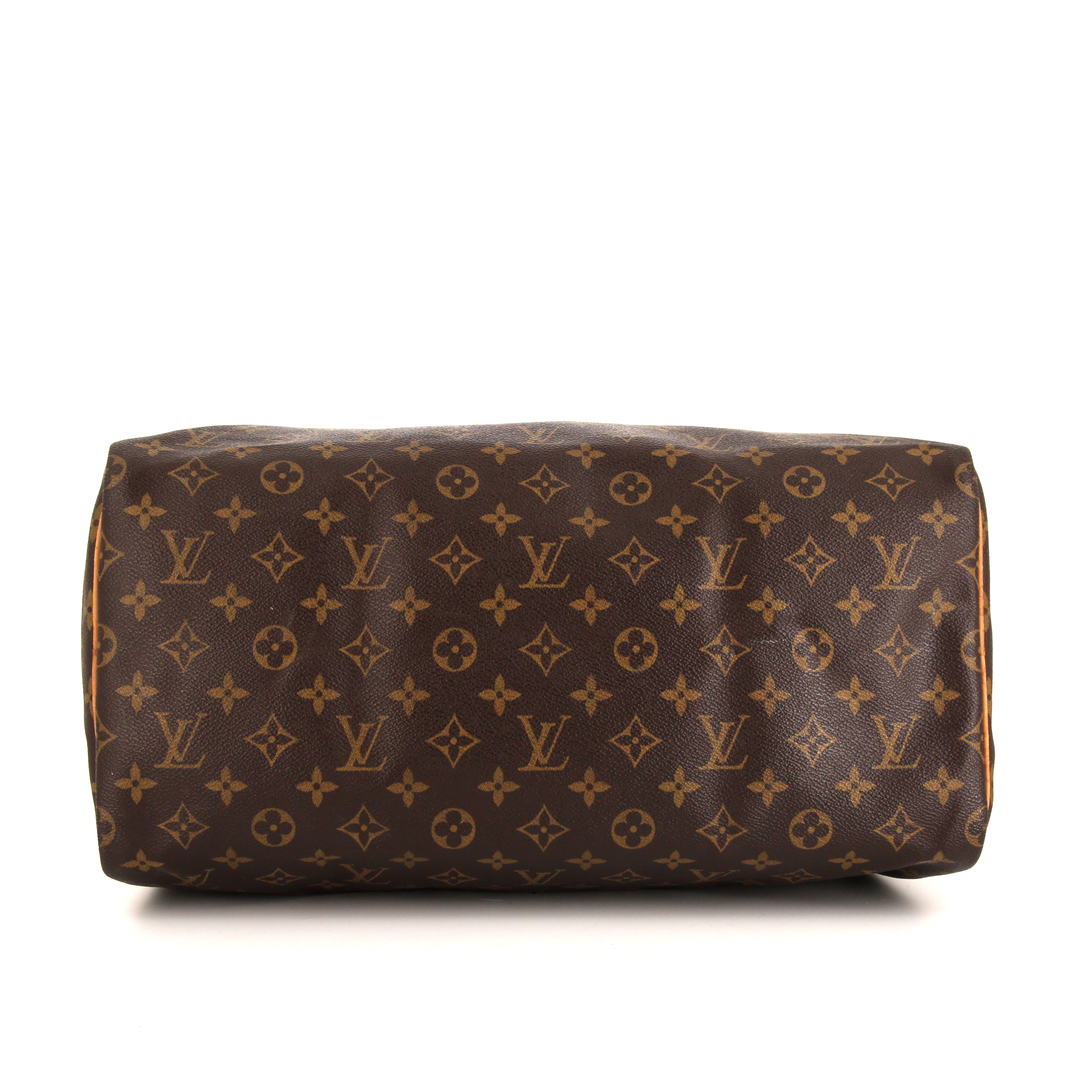 Sac de week end Louis Vuitton Speedy 40 cm en toile monogram enduite marron et cuir naturel - Detail D4