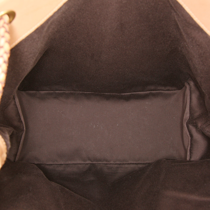 Sac cabas Gucci Gifford en toile monogram beige-miel et cuir beige - Detail D2