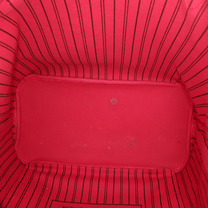 Shopping bag Louis Vuitton Neverfull modello medio in tela monogram con motivo e pelle naturale - Detail D2