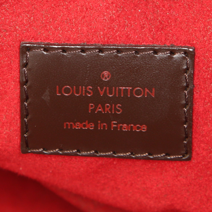 Bolso de mano Louis Vuitton en lona a cuadros revestida ébano y cuero marrón - Detail D3