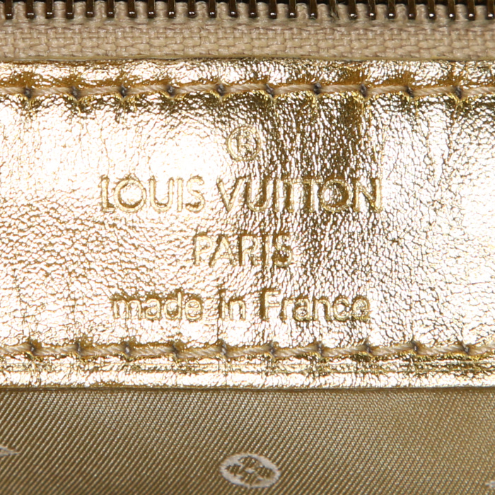 Sac à main Louis Vuitton Lockit  en cuir suhali doré et cuir glacé doré - Detail D3