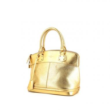 Louis Vuitton LOCKIT MM SUHALI Golden Metallic Leather Goatskin ref.70703 -  Joli Closet
