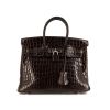 Hermes Birkin 25 cm handbag in brown ebene niloticus crocodile - 360 thumbnail