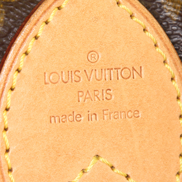 Borsa da viaggio Louis Vuitton Sac de chasse in tela monogram marrone e pelle naturale - Detail D4