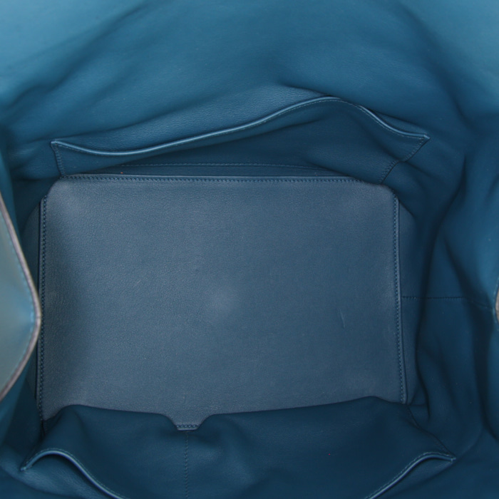 Borsa Hermès Tool Box modello medio in pelle Swift blu verde - Detail D3