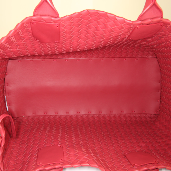 Bolso Cabás Bottega Veneta en cuero intrecciato rojo - Detail D2