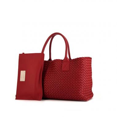 Bolso Cabás Bottega Veneta en cuero intrecciato rojo