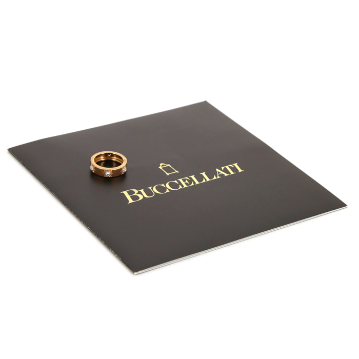 Buccellati Macri Classica ring in pink gold, white gold and diamonds - Detail D2