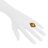 Vintage 1970's ring in 14 carats yellow gold,  citrine and diamonds - Detail D1 thumbnail