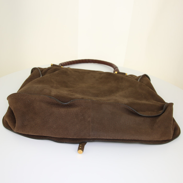 Borsa Chloé Marcie modello grande in camoscio marrone - Detail D4