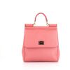 Dolce & Gabbana Sicily shoulder bag in pink grained leather - 360 thumbnail