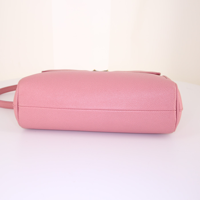 Dolce & Gabbana Sicily shoulder bag in pink grained leather - Detail D5