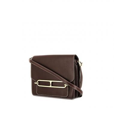 Bolso bandolera Hermès Roulis en cuero swift marrón chocolate