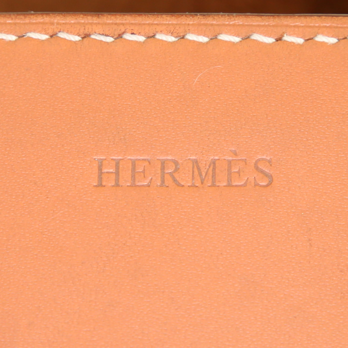 Borsa a spalla Hermès Virevolte in pelle gold e pelle naturale - Detail D3