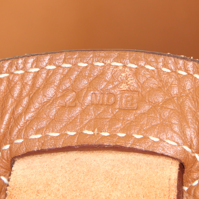 Hermès Virevolte shoulder bag in gold leather and natural leather - Detail D4